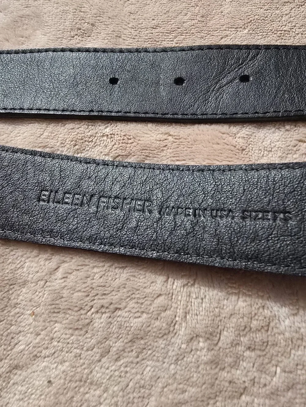 Eileen Fisher Black Leather Hoop Belt Made In USA